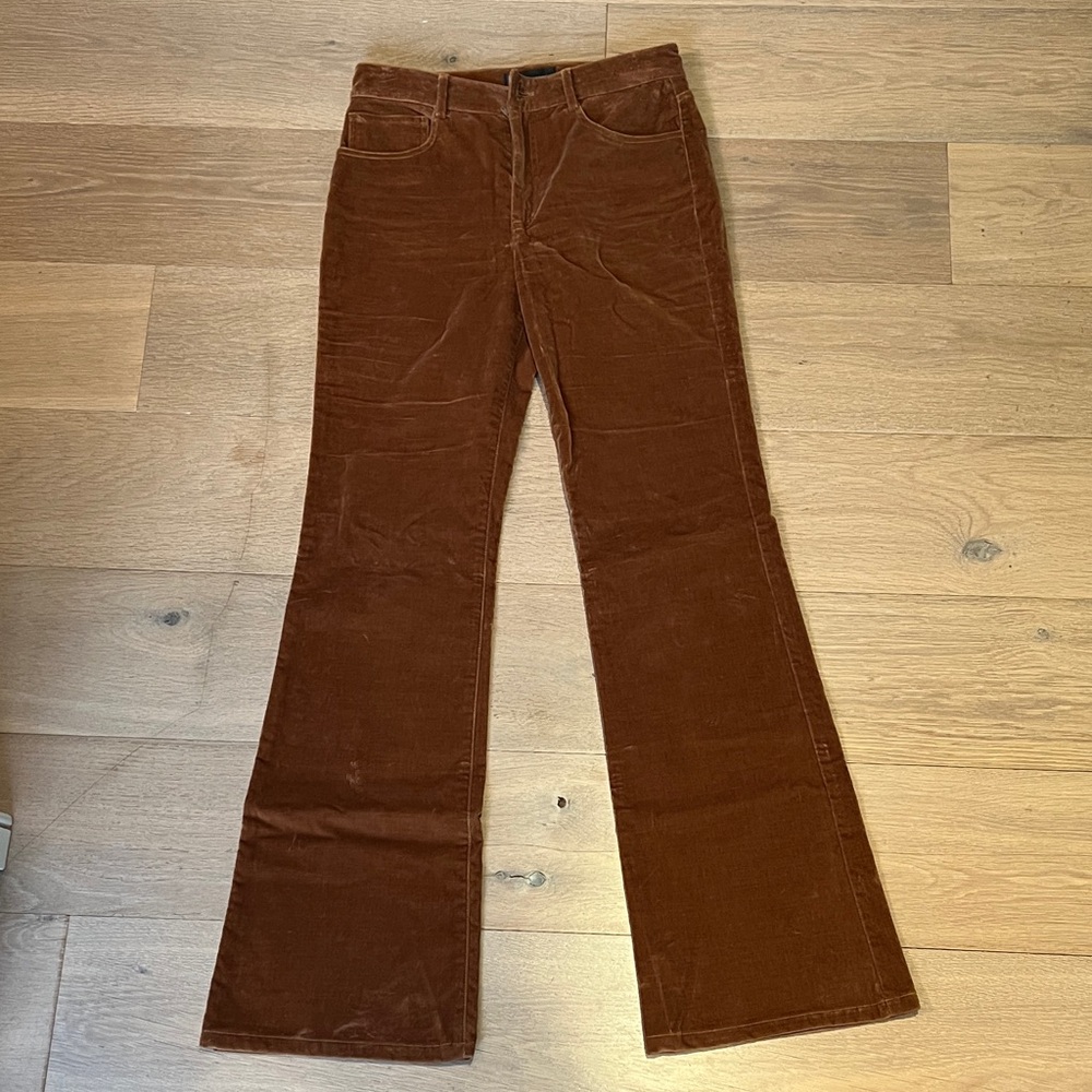 Nili Lotan velvet brown pants size 2